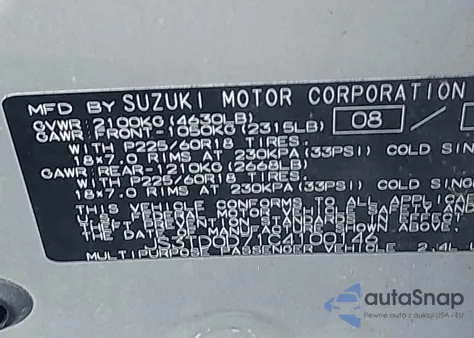 2012 Suzuki Grand Vitara Limited из США, поврежденный, VIN JS3TD0D71C4100146